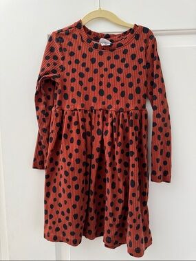 Hanna Andersson Rust Red Long-Sleeve Polka Dot Dress